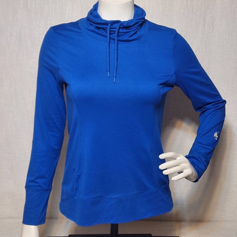 Reel Legends Women's Blue Lightweight Pullover Turtleneck Medium